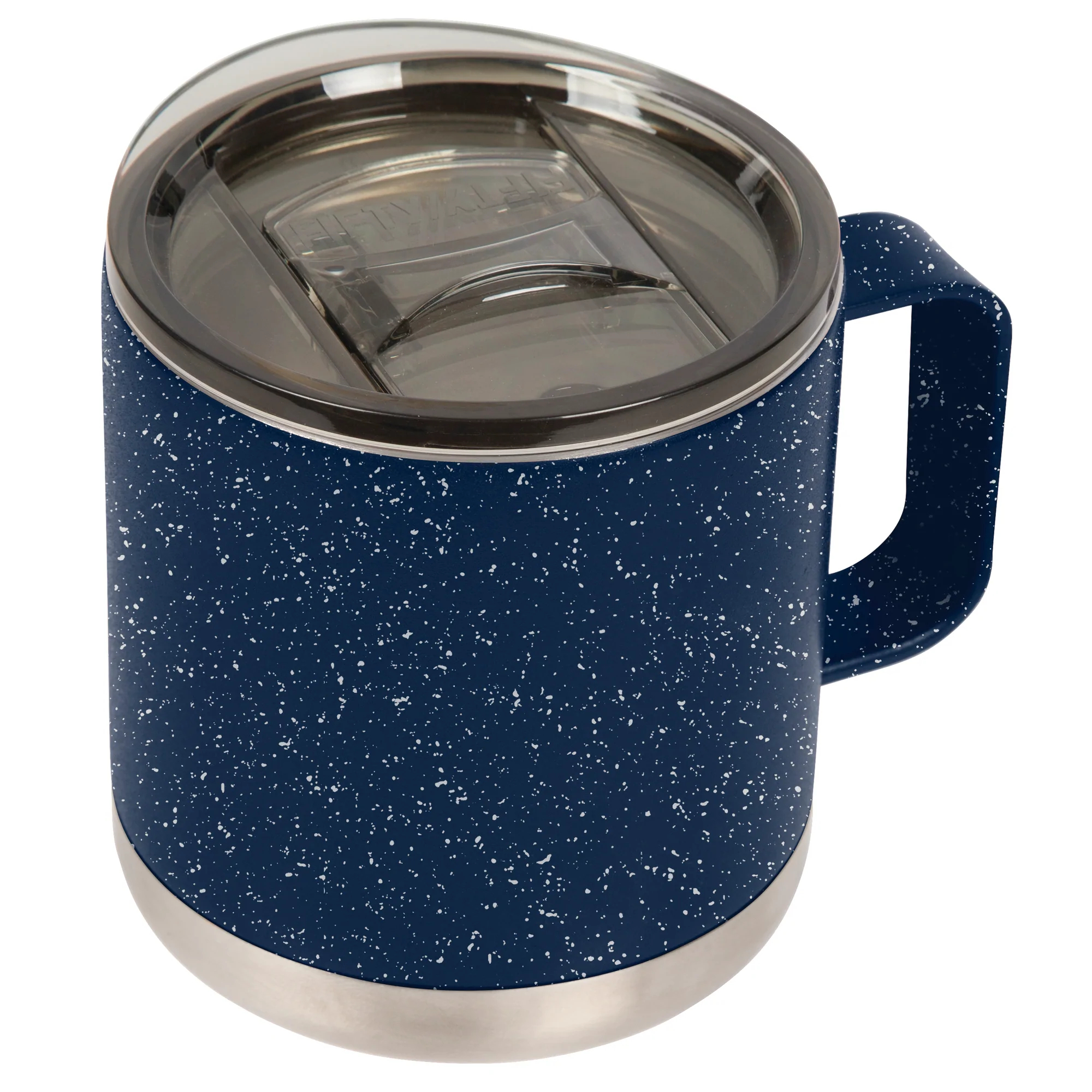 FIFTY/FIFTY, 15oz - Navy/White Speckled Camp Mug with Slide Lid, Size 15 oz, Color Blue, Model# T15000001